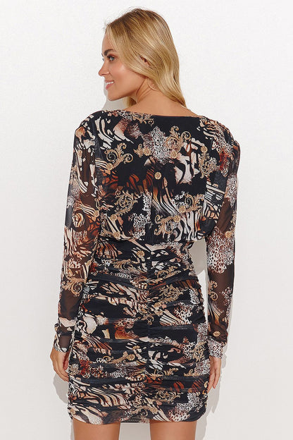 Exquisite Makadamia Women's Fitted Mini Dress with cutting-edge design and enticing motifs, a splendid choice for upscale occasions.