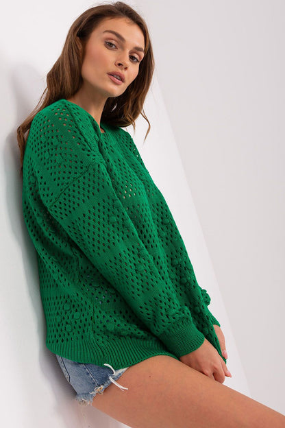 Versatile Badu openwork sweater tailored for chic everyday elegance, made from a premium blend of acrylic and wool.
