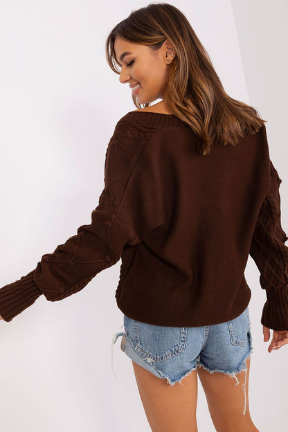 Full view of the Badu heart neckline cardigan sweater, highlighting its comfortable fit and stylish buff sleeves, perfect for both casual and work occasions.
