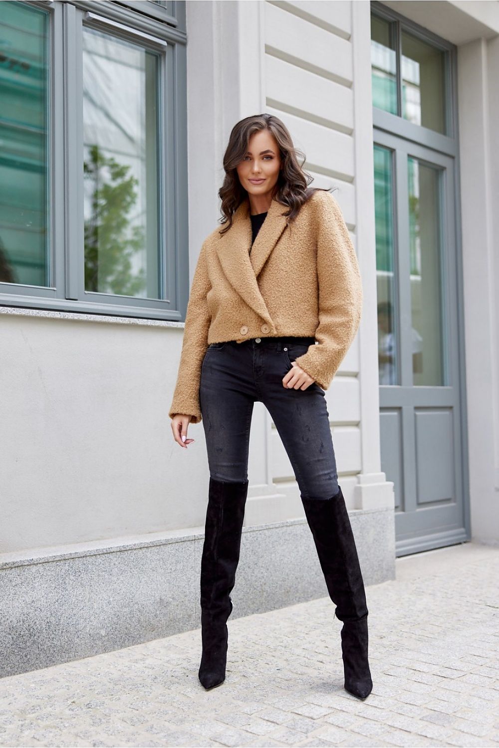 Elegant Roco Fashion short jacket displayed in a stylish setting, showcasing its premium quality and tailored fit.