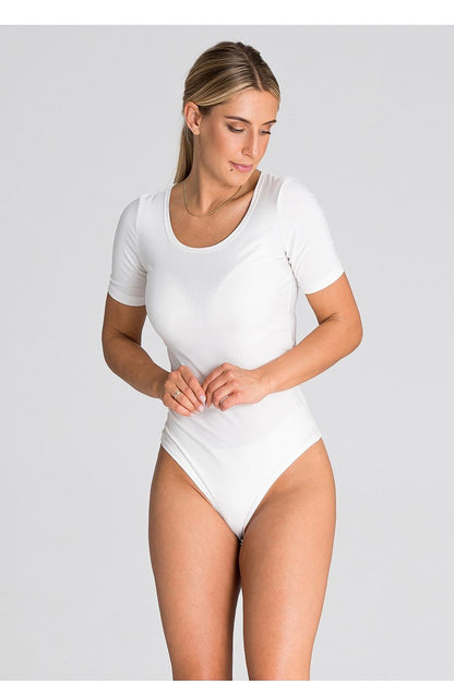 Figl luxury shapewear bodysuit featuring a semi-circular neckline and short sleeves, designed for a perfect fit for all occasions.