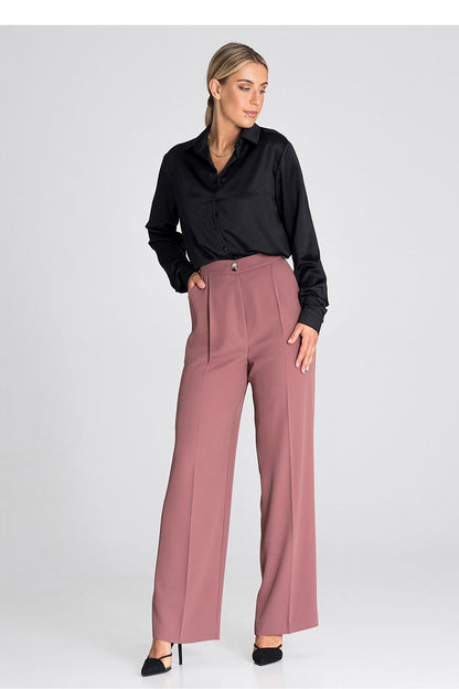 Elegant wide-leg trousers by Figl, showcasing a high-waisted comfort fit in luxurious 100% polyester, perfect for any chic occasion.