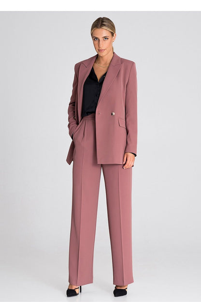 Sophisticated styling of Figl's high-waisted wide-leg trousers in premium polyester, designed for elegance and comfort.