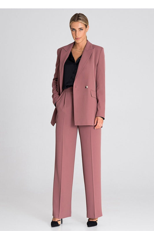 Sophisticated styling of Figl's high-waisted wide-leg trousers in premium polyester, designed for elegance and comfort.
