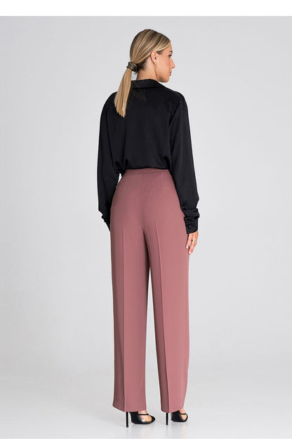 Chic and fashionable high-waisted wide-leg trousers by Figl, crafted from 100% polyester for effortless wear and style.