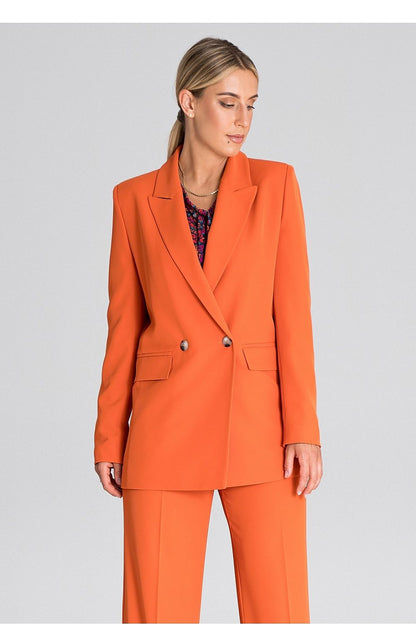 Chic Figl long sleeve blazer jacket, highlighted by its sophisticated double-breasted design, perfect for elevating any wardrobe.
