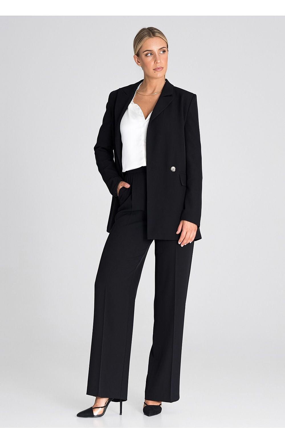 Figl sophisticated double-breasted blazer jacket, crafted for comfort and style, perfect for confident attire.