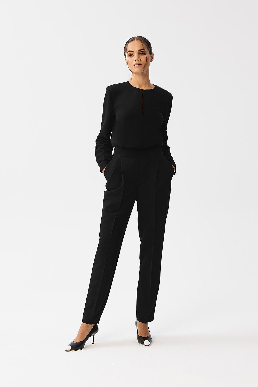 Stylove lightweight one-piece jumpsuit displayed on a model, ideal for both formal and casual events.