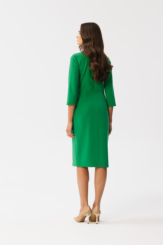 Elegant Pencil Cut Dress by Stylove, featuring 3/4 sleeves and a concealed zip, ideal for all occasions.