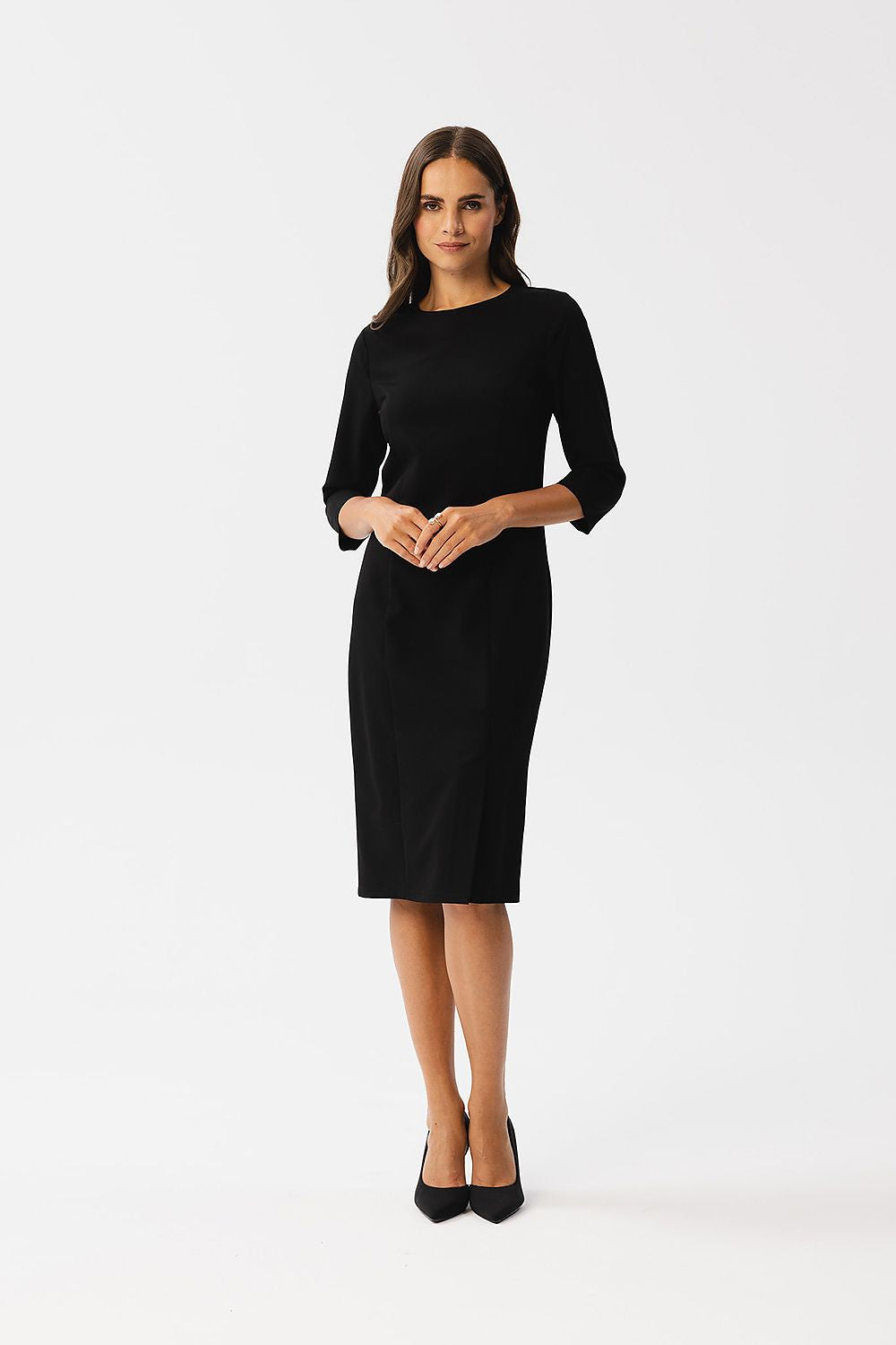 Chic pencil dress by Stylove, crafted in Poland, highlighting modern style and comfort with a slit design.