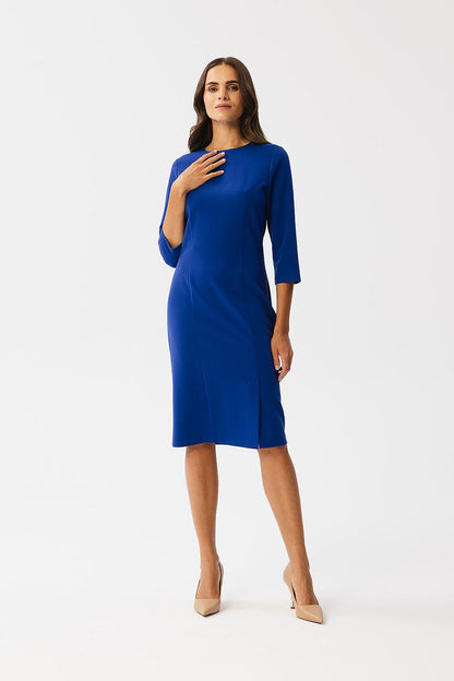 Stylove Elegant Pencil Cut Dress featuring 3/4 sleeves and concealed zip, exemplifying sophisticated fashion for all occasions.
