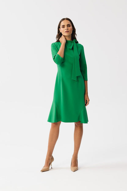 Stylish Stylove daydress featuring a ruffle back and stand-up collar, perfect for elegant occasions.