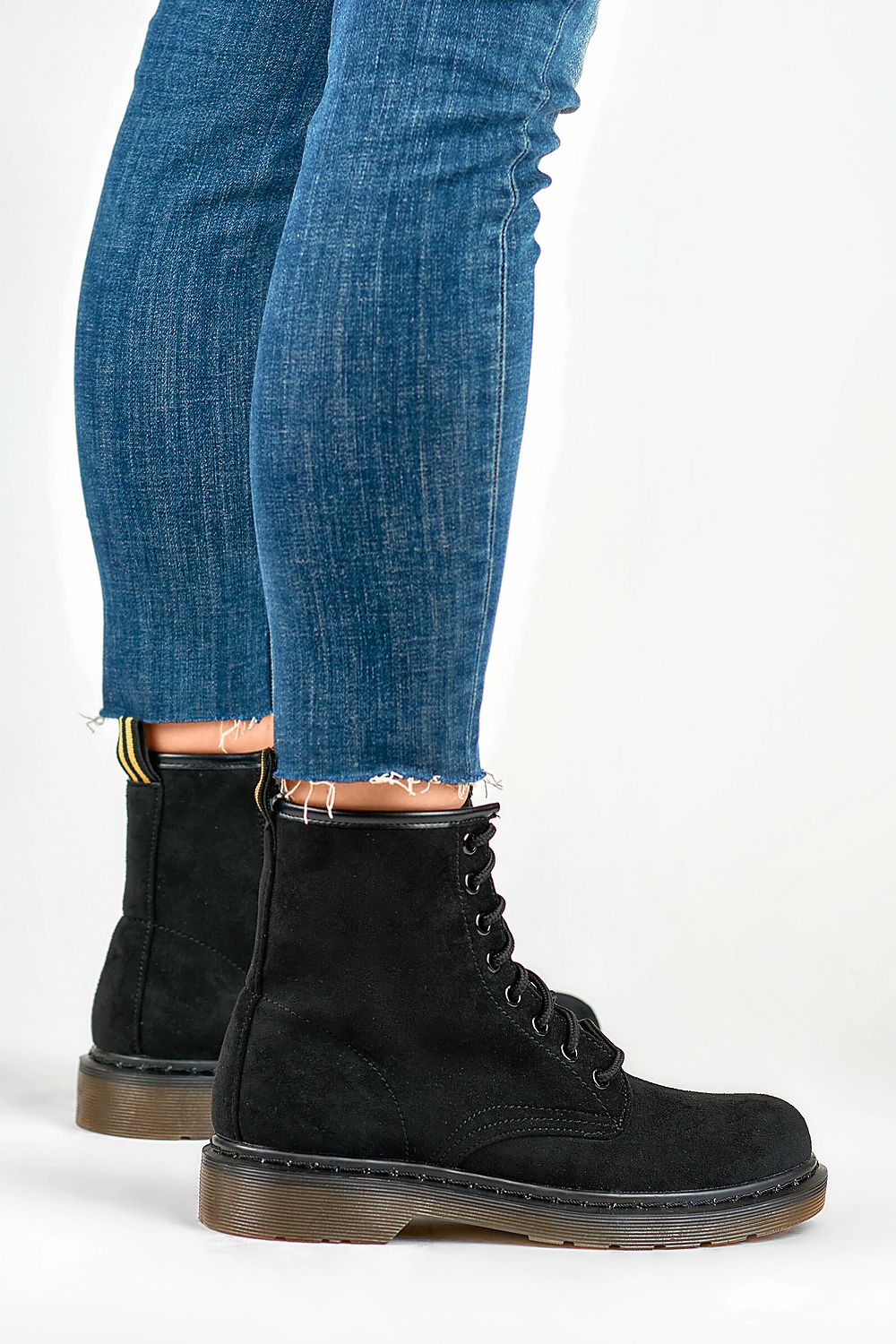 Luxurious PRIMO black booties in eco-friendly suede, featuring a 14 cm upper, perfect for autumn and winter styling.