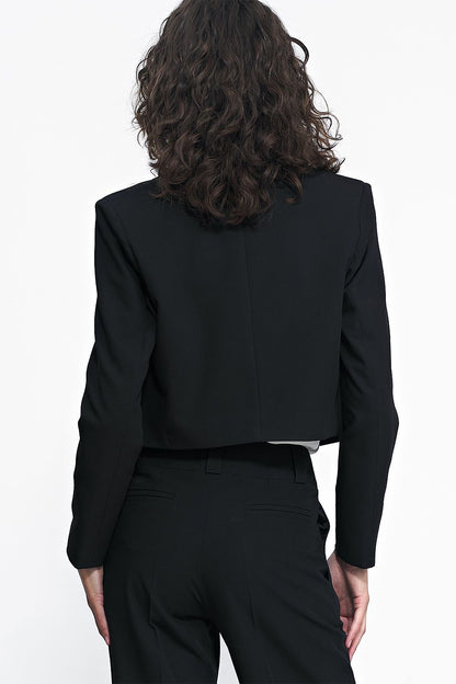 Nife short black jacket, designed with a classic cut suitable for a sophisticated look or casual chic.