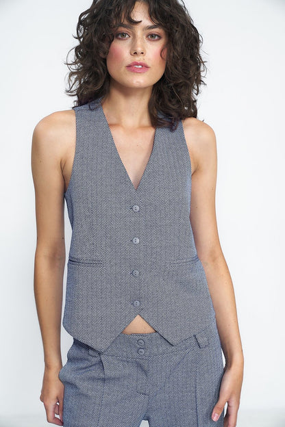 Nife elegant lined vest for women, versatile chic gilet perfect for pairing with blazers or casual styles.
