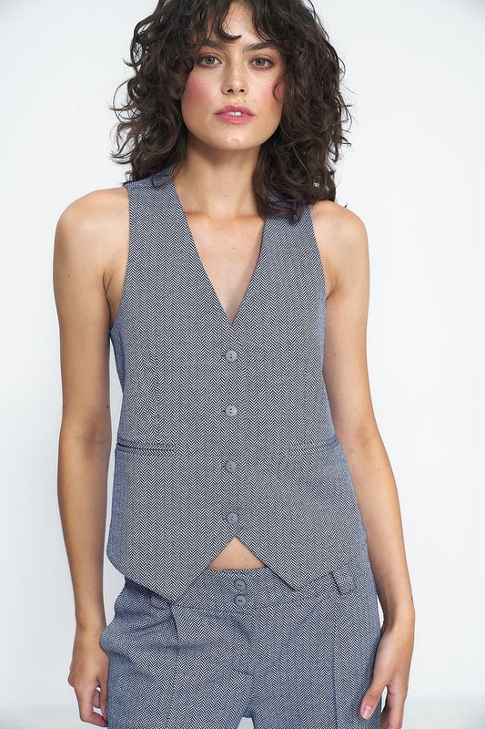 Nife elegant lined vest for women, versatile chic gilet perfect for pairing with blazers or casual styles.