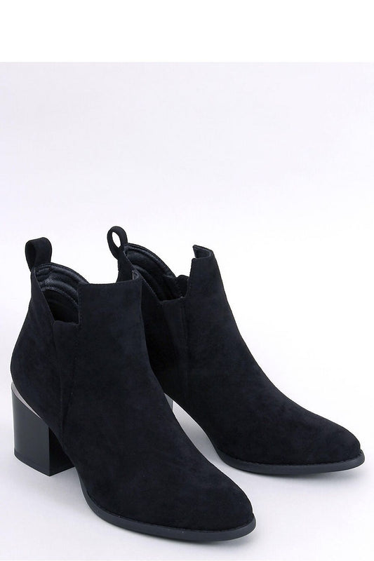 Elegant classic women's eco-suede heel boots by Inello featuring a stylish 7 cm wide heel and chic side elastic inserts for effortless wear.