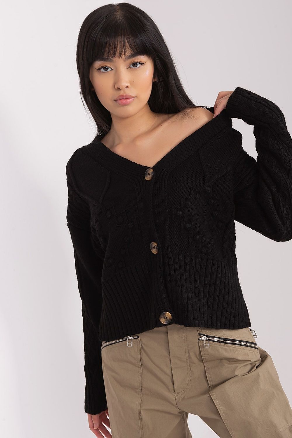 Luxurious Badu acrylic sweater showcasing a fashionable heart neckline, ideal for effortlessly chic everyday wear.