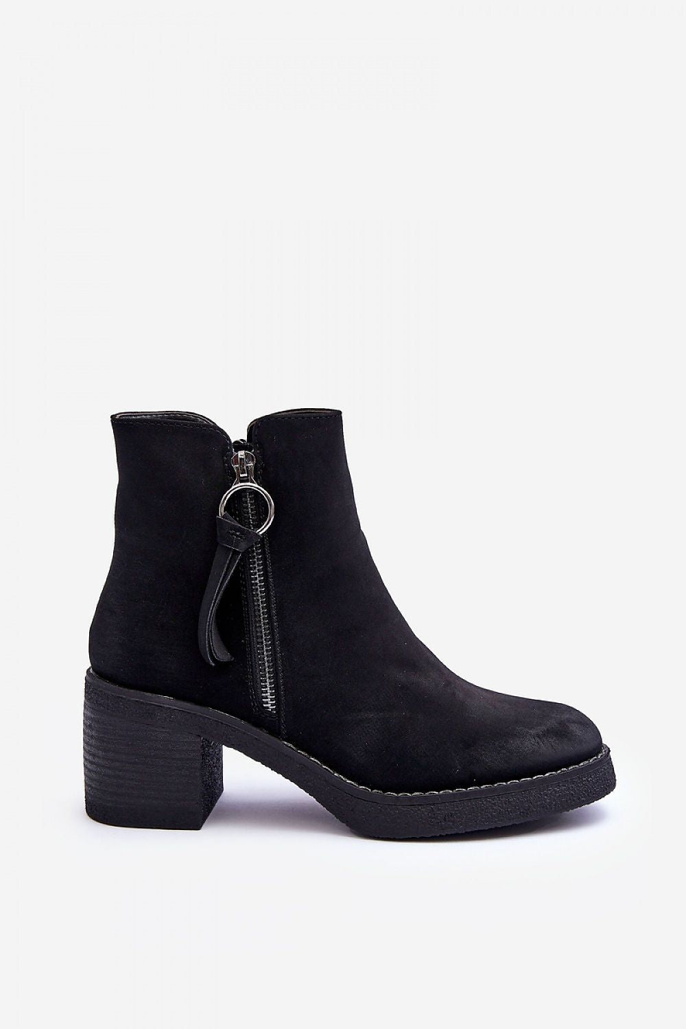 Fashion-forward women's platform heeled boots made of eco-suede by Step in Style, designed with rounded toe and side zipper, ideal for autumn elegance.