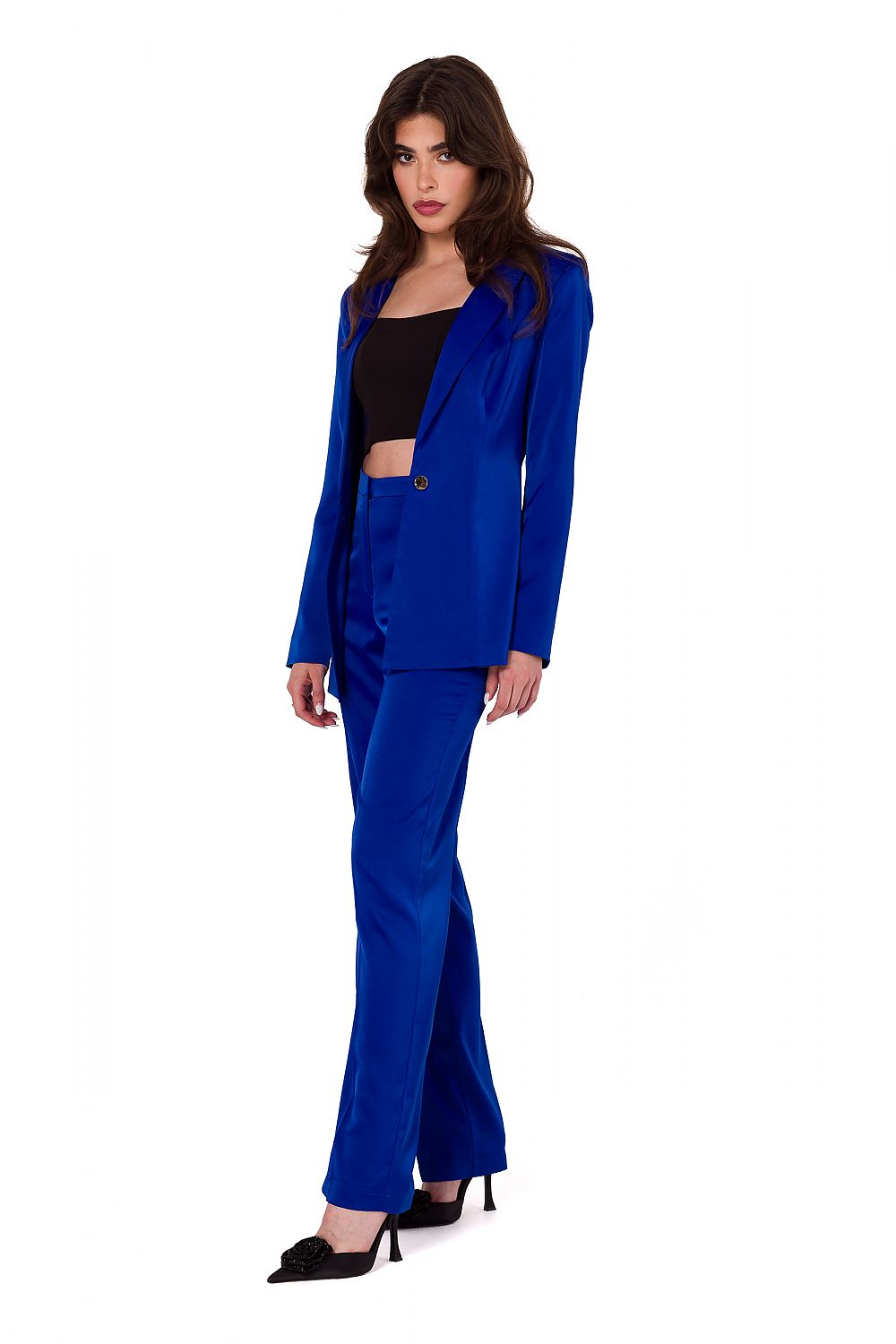 Stylish women's satin pants by Makover, expertly crafted for elegance and comfort, ideal for various occasions.