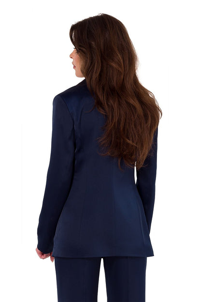 Stylish women wearing Makover's elegant satin jacket, beautifully tailored for both casual and formal occasions.