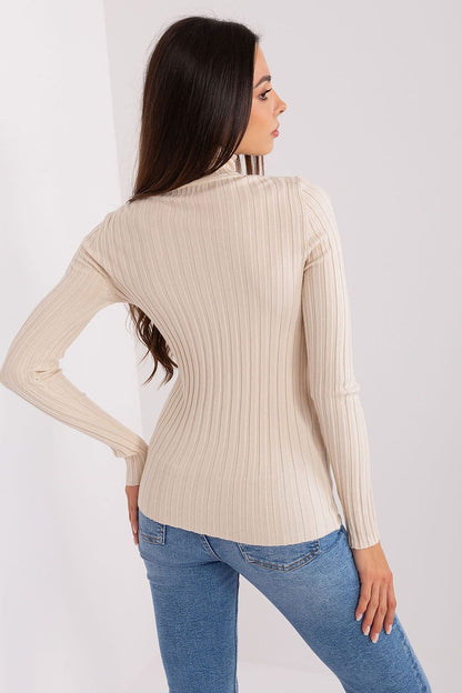 Model wearing the Factory Price Luxury Viscose Turtleneck Sweater, exemplifying sophistication and elegance for work and casual occasions.