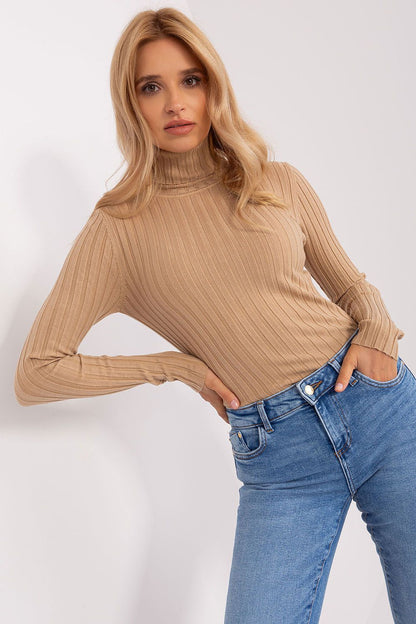 Close-up detail of the Luxury Viscose Turtleneck Sweater from Factory Price, highlighting the rich texture and quality craftsmanship of the ribbed fabric.