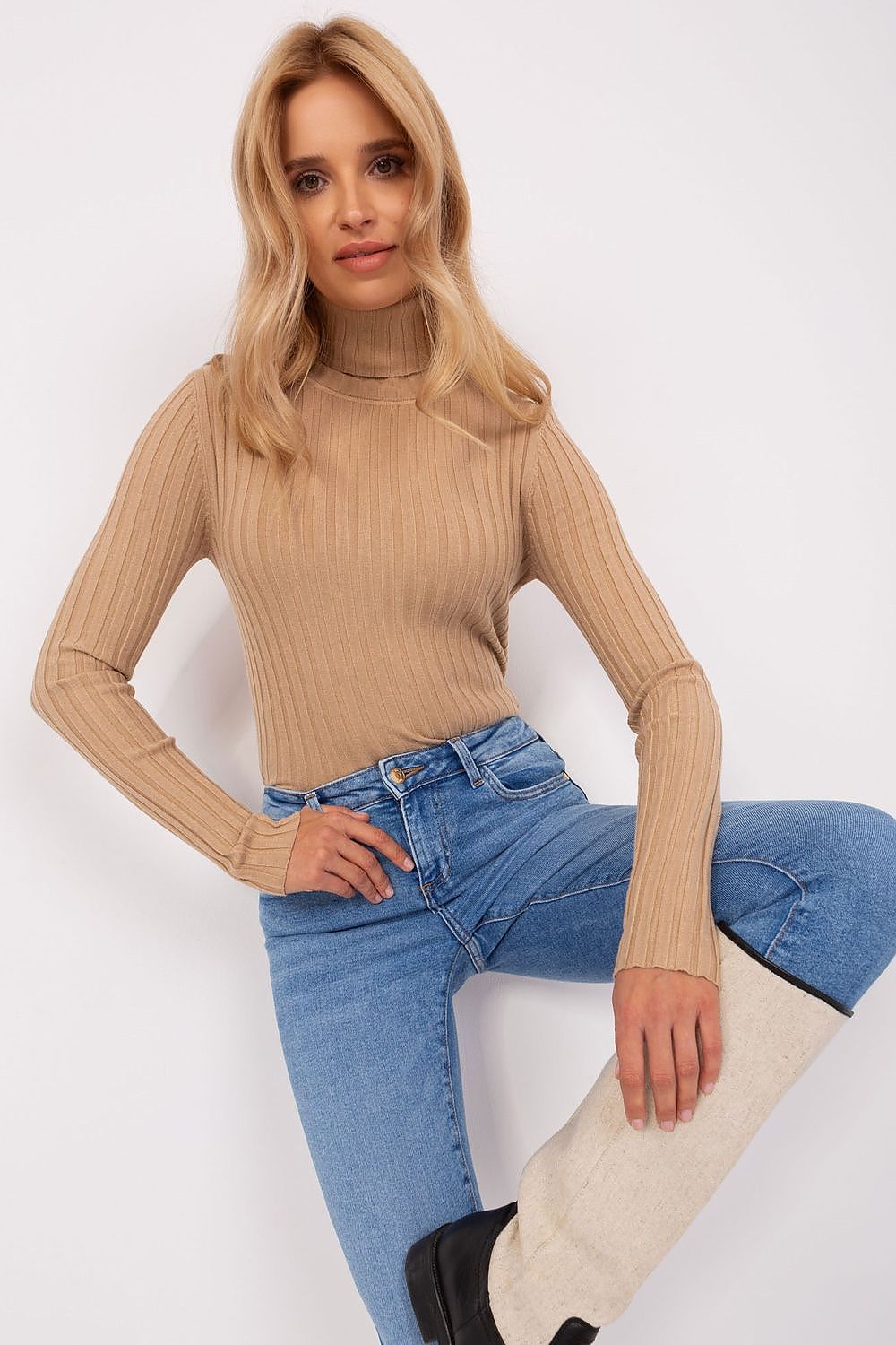 Flat lay of the Luxury Viscose Turtleneck Sweater by Factory Price, featuring its elegant design and high-quality materials for the modern wardrobe.