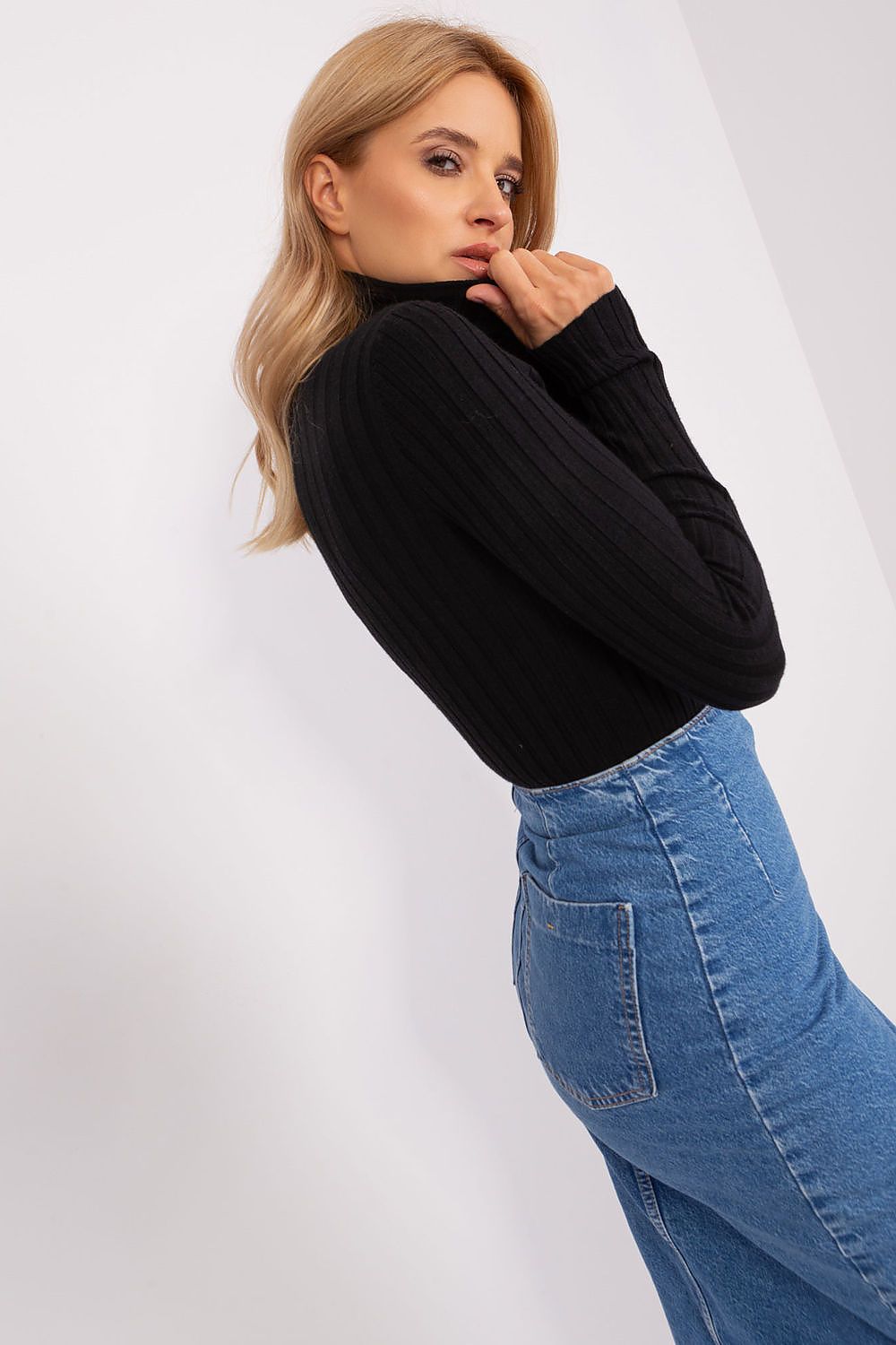 Chic and comfortable Luxury Viscose Turtleneck Sweater in ribbed fabric by Factory Price, ideal for stylish layering