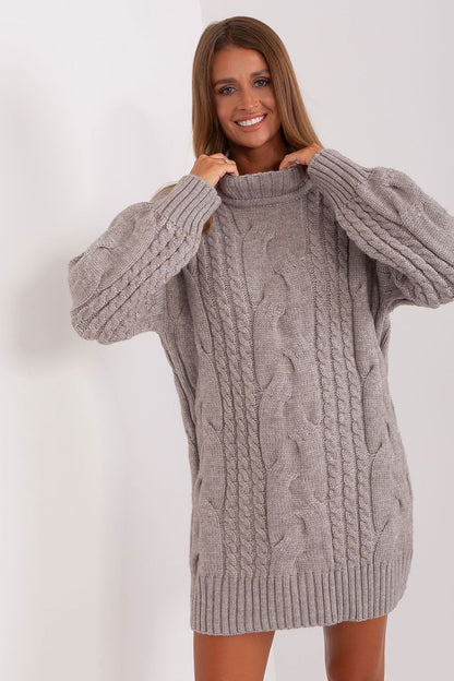 Luxurious oversized long turtleneck jumper by AT in variegated acrylic blend, showcasing ultimate comfort and style.