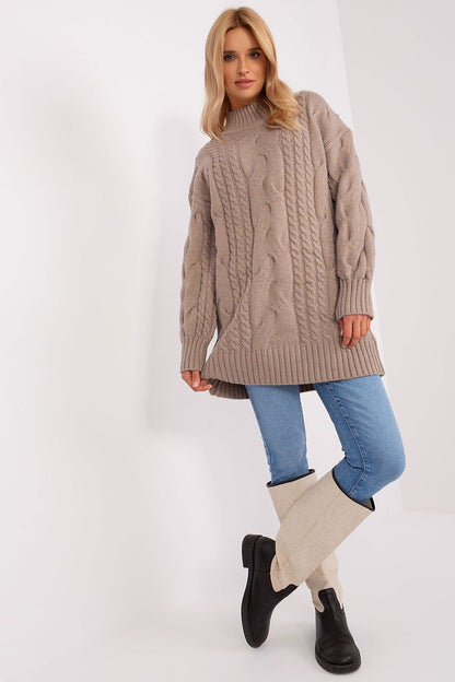 Chic and comfortable oversized turtleneck jumper by AT, crafted from a blend of acrylic, nylon, and polyester.