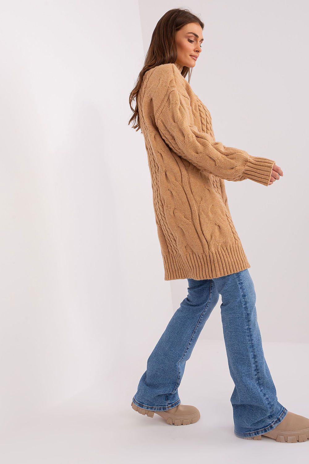 Stylish oversized turtleneck jumper by AT, crafted from a soft acrylic blend, perfect for layering in colder seasons.