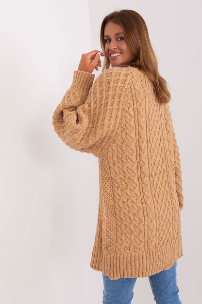 Luxurious oversized long sweater dress by AT crafted in variegated acrylic blend, perfect for warmth and style on cold days.
