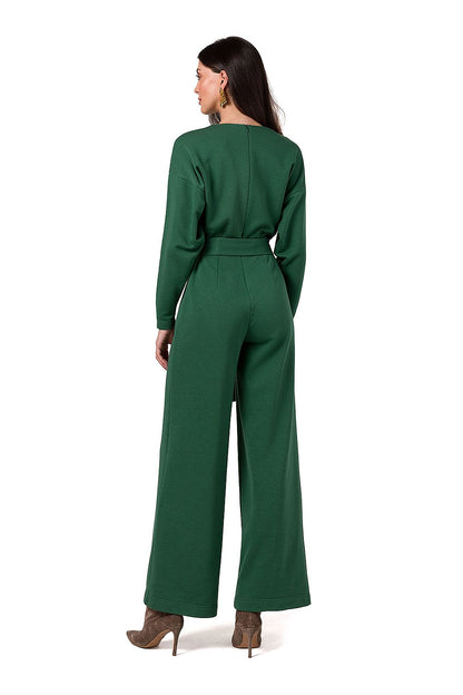 Elegant BeWear Women's Knit Jumpsuit showcasing comfort with a tie belt accentuating the waist, perfect for any occasion.