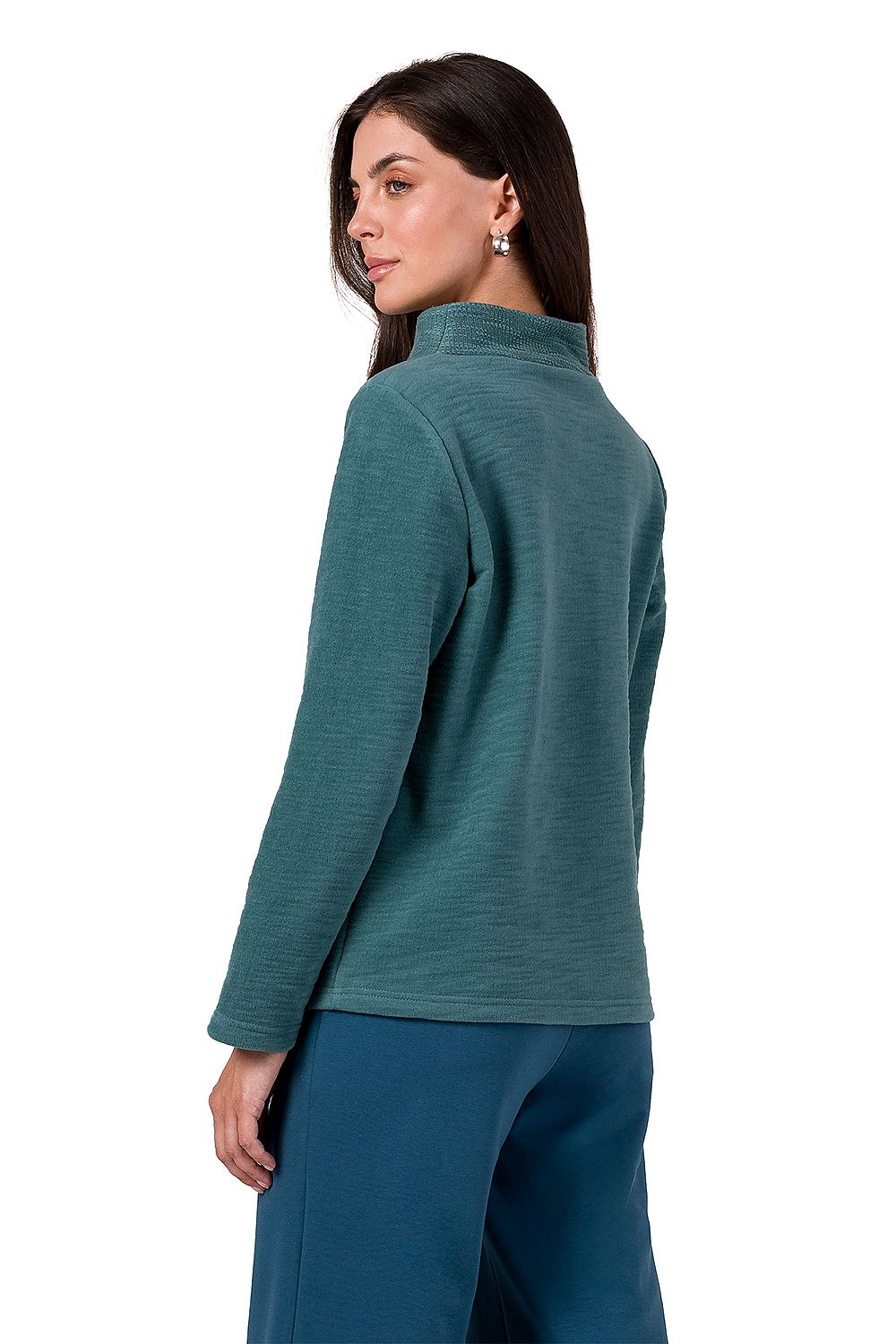 Elegant BeWear Women's Turtleneck Sweatshirt showcasing casual style with structured knit design.