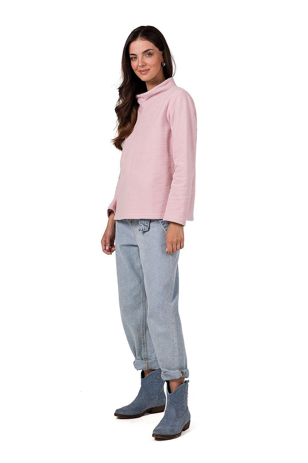 Chic BeWear Women's Turtleneck Sweatshirt, designed for versatile looks, made from plush cotton fabric.
