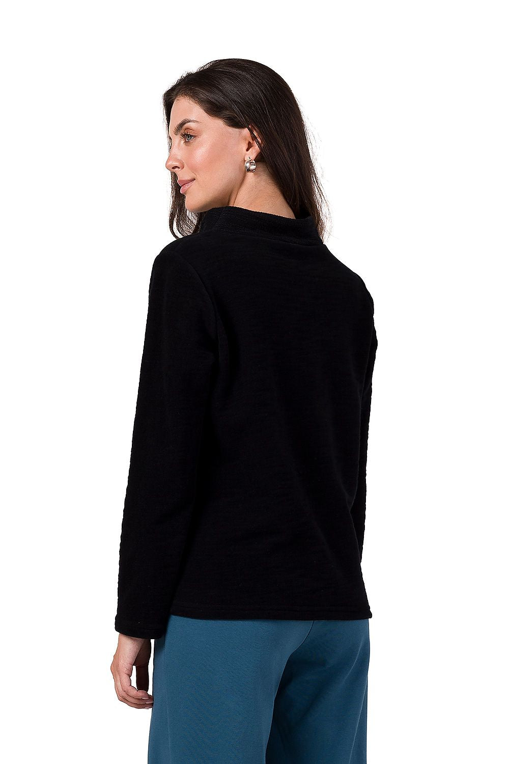 Elegant Women's BeWear Turtleneck Sweatshirt, crafted from luxurious soft and stretchy knit fabric, perfect for all-day comfort and stylish layering during any season.