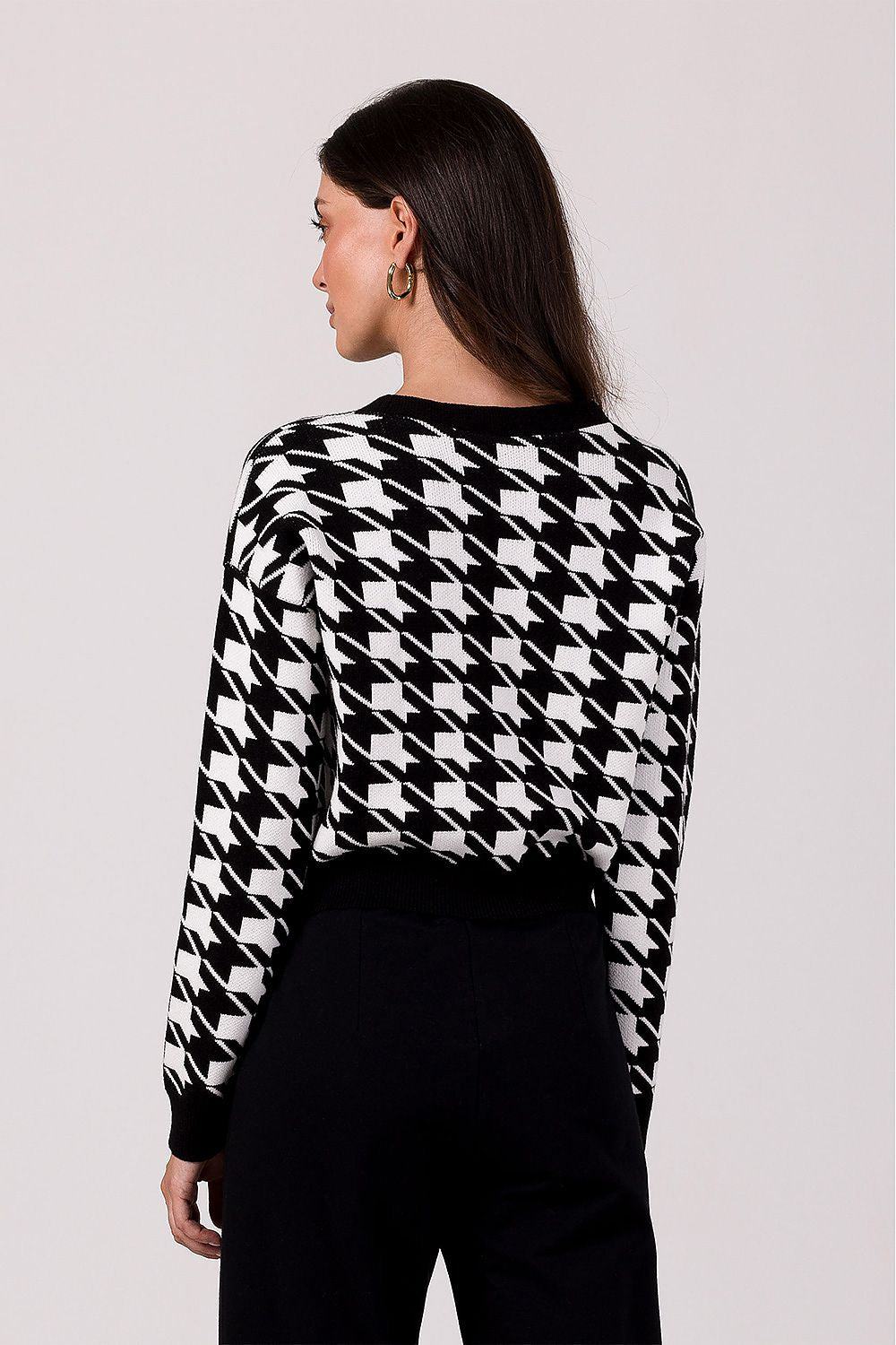 Luxury BE Knit Cardigan in elegant design with decorative buttons, crafted from soft acrylic yarn, perfect for stylish layering.