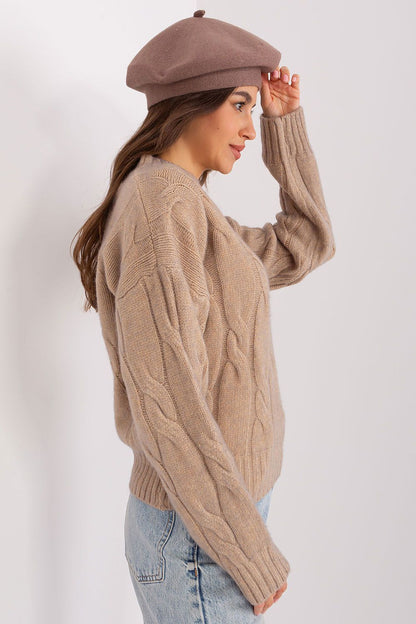 Sophisticated Plain Beret with Antenna detail, designed for chic styling with premium Acrylic, Cotton, and Cashmere fabric