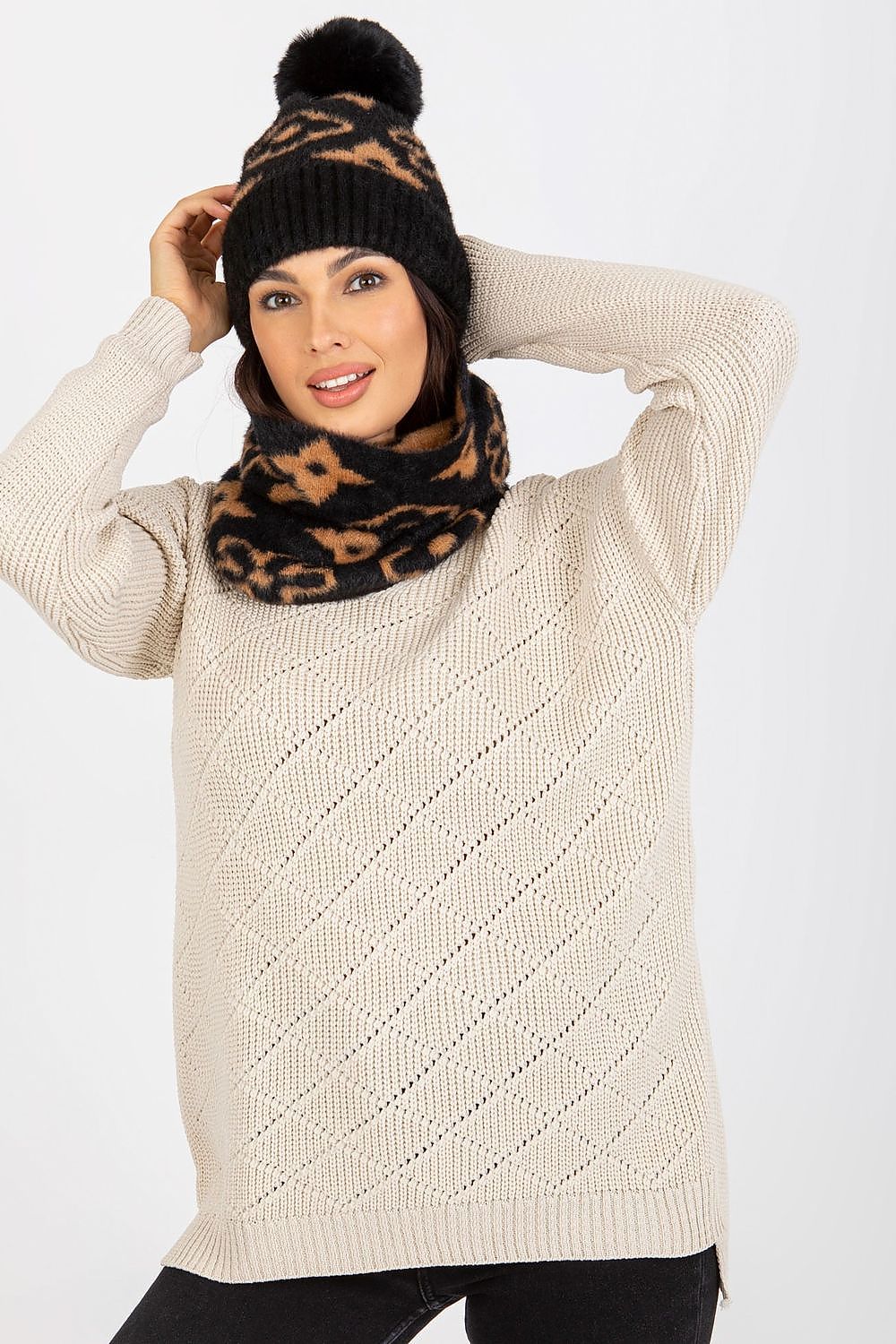 Wide welt winter cap made from 100% acrylic, perfect for staying warm in style during chilly weather.