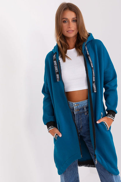 Luxury cotton blend sweatshirt with zipper closure, perfect for layering in cooler weather.