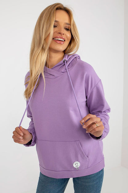 Luxurious cotton-blend hoodie sweatshirt featuring a comfortable kangaroo pocket and distinctive patch for a stylish everyday look.
