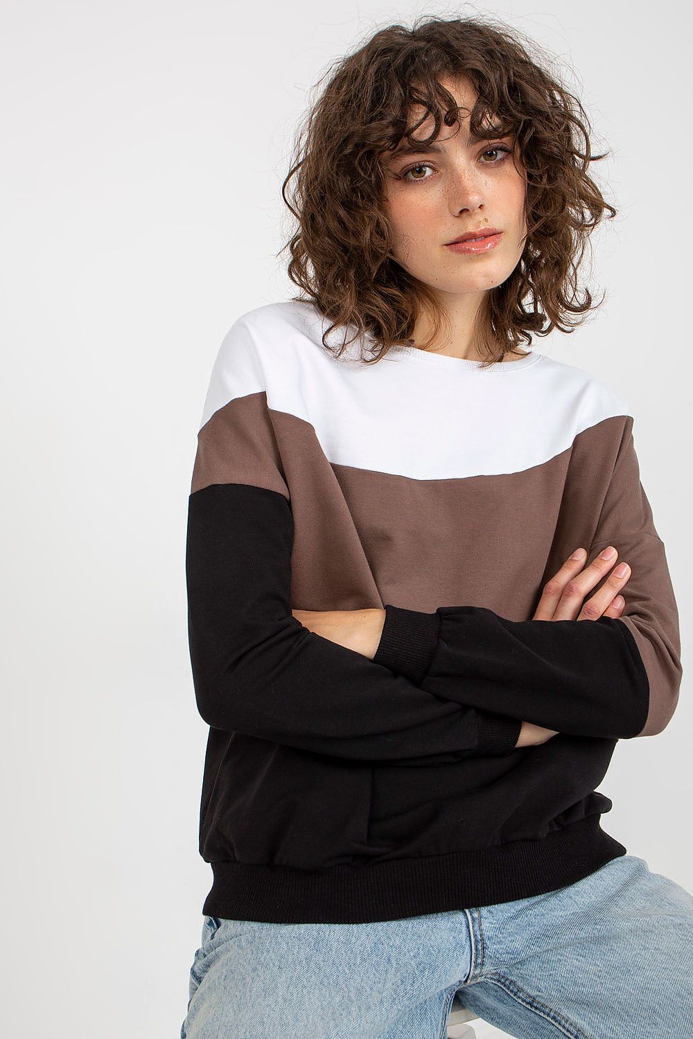 Fashion-forward Relevance Cotton Blend Sweatshirt available in three stunning shades, perfect for adding a pop of colour to any chic ensemble.