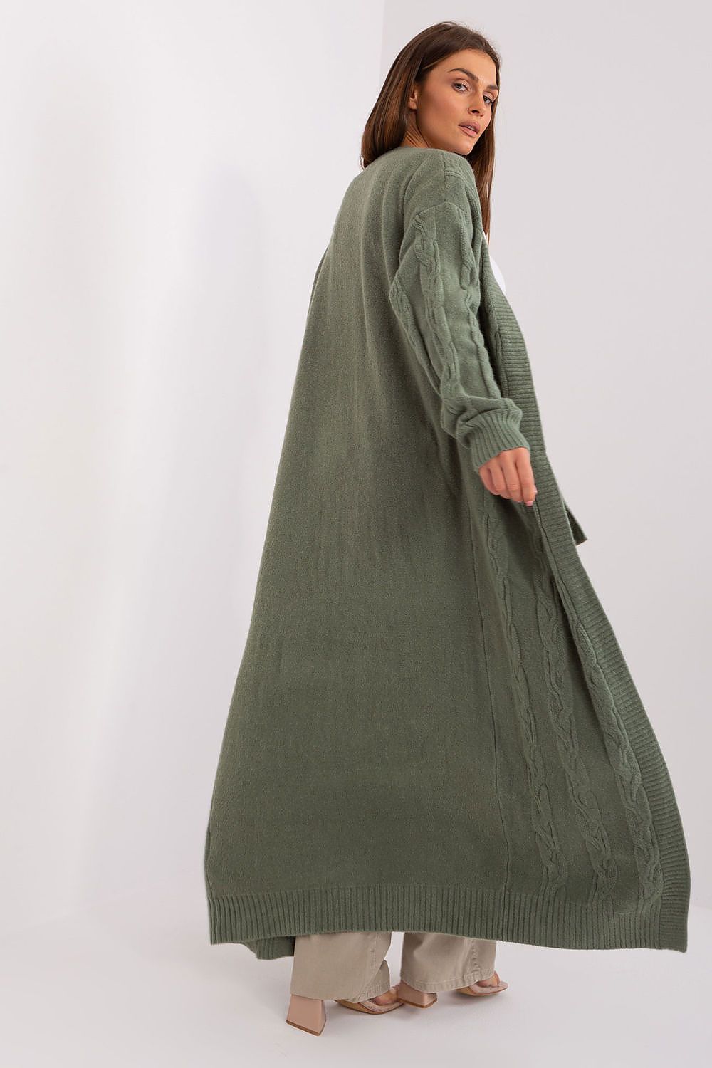 Luxury ankle-length cardigan made from a warm acrylic blend, perfect for everyday wear with a stylish casual look.