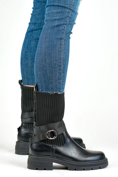 Primo Black Eco Leather Ankle Boots showcasing elegant design with 4.5 cm platform, ideal for stylish winter outfits.