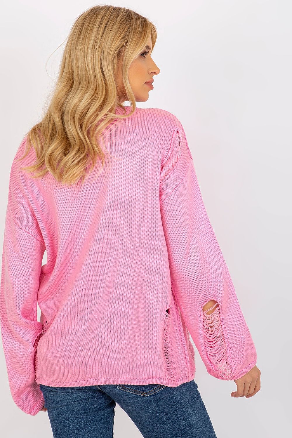 Badu casual sweater in an exquisite acrylic and wool blend, highlighting subtle holes for a modern twist on elegance.