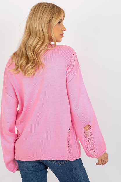 Badu casual sweater in an exquisite acrylic and wool blend, highlighting subtle holes for a modern twist on elegance.