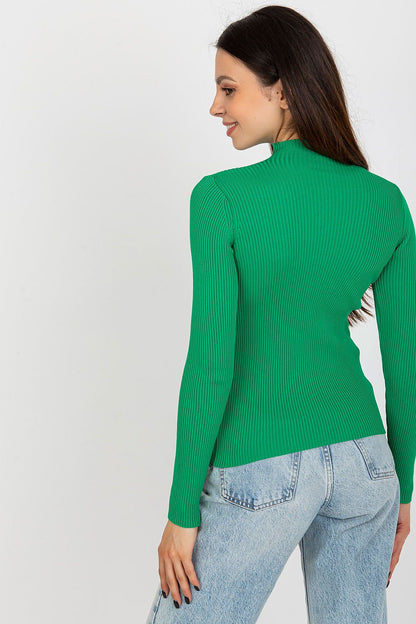 Back view of the elegant long sleeved cotton blouse with turtleneck from Badu Collection, highlighting its stylish design and comfort.