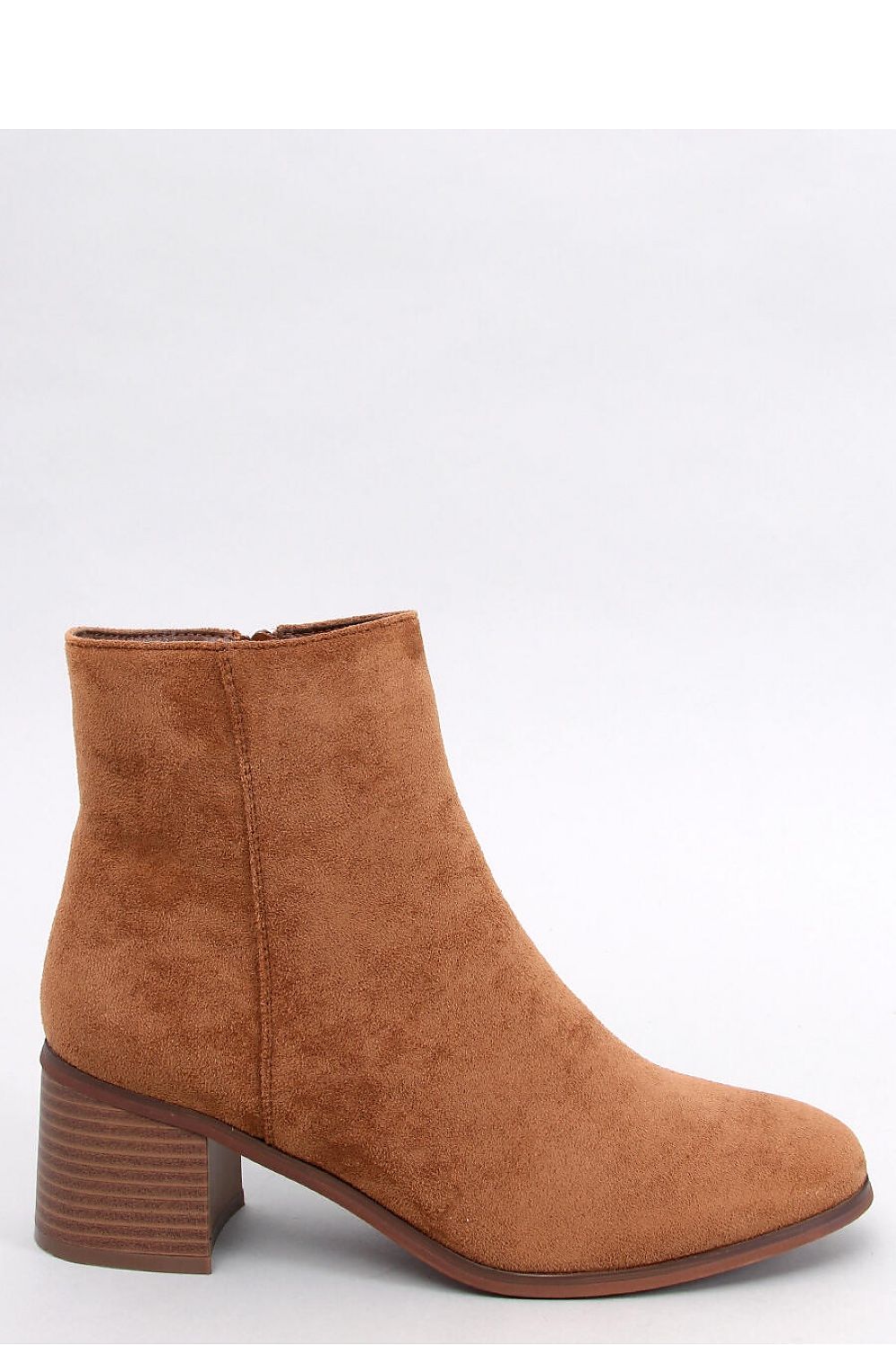 Elegant Inello women's eco-suede heel boots featuring a chic side zip and luxurious soft fur lining, designed for ultimate comfort with a 5.5cm heel height.