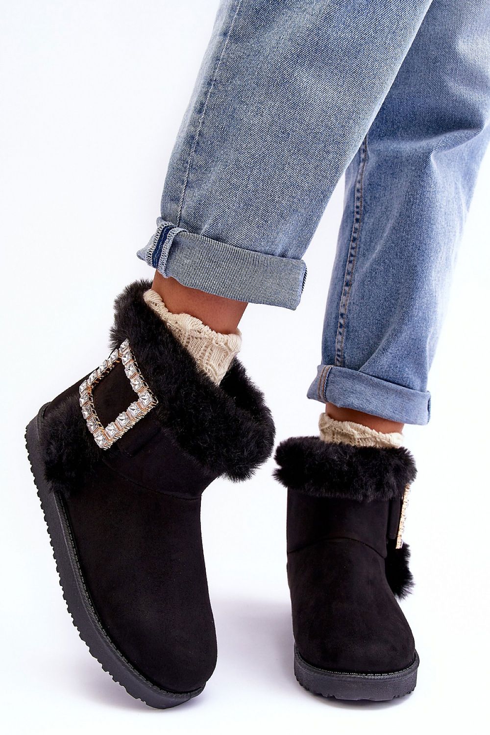 Stunning winter snow boots constructed with eco-suede and luxurious fur, offering exceptional warmth for cold days.